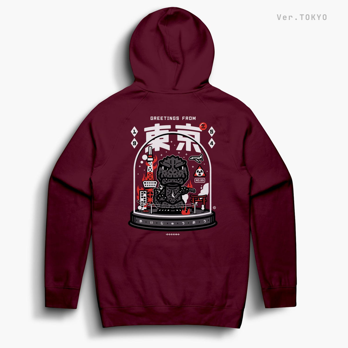 Monsters—Hoodie—Tokyo—Maroon
